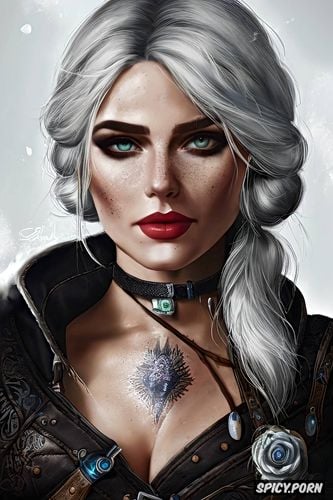 high resolution, k shot on canon dslr, tattoos masterpiece, ciri the witcher beautiful face young full body shot