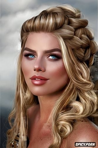 lagertha vikings viking queen beautiful face head shot, masterpiece