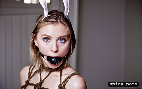 portrait, make up tears, ball gag, big eyes, detailed focus to facial expression1 2