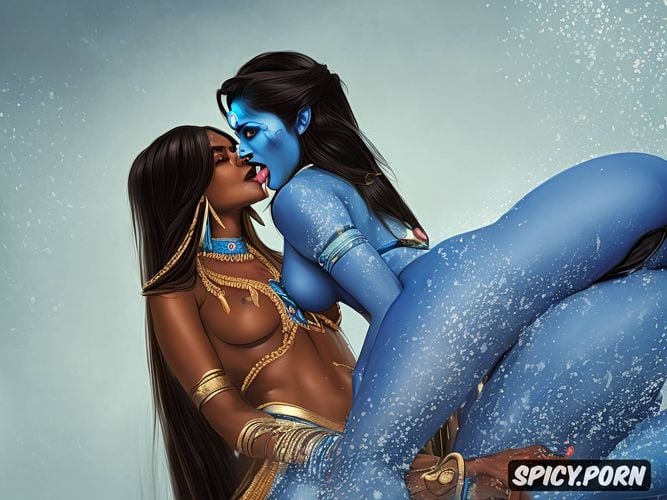 black hair, lesbian sex in suhagraat hindu godess kali blue skin
