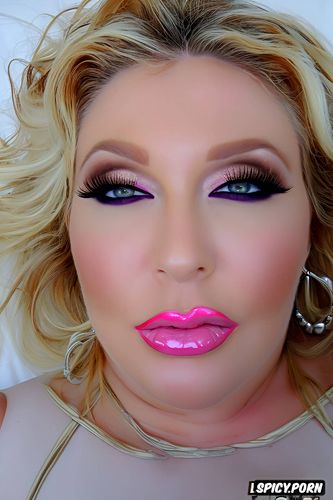 pink, blonde, pink lipstick, bbw bimbo, glossy lips, lip liner
