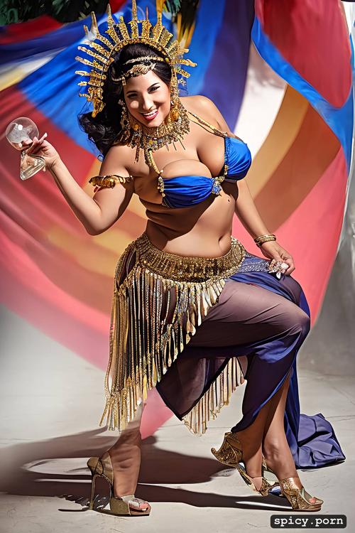 very beautiful bellydance costume with matching bikini top, color photo