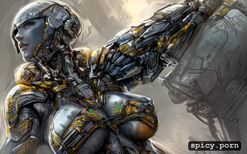 human, techno organic exoskeleton armor, fs, full shot, byjustpixels