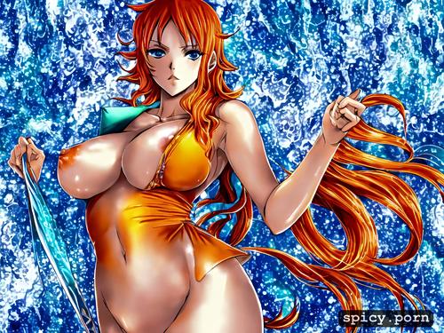busty, big ass, sexy, hot, pointy nipples, big boobs, nami from onepiece