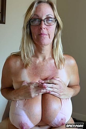 enormous sagging boobs, amateur face, look at camera, sunny day