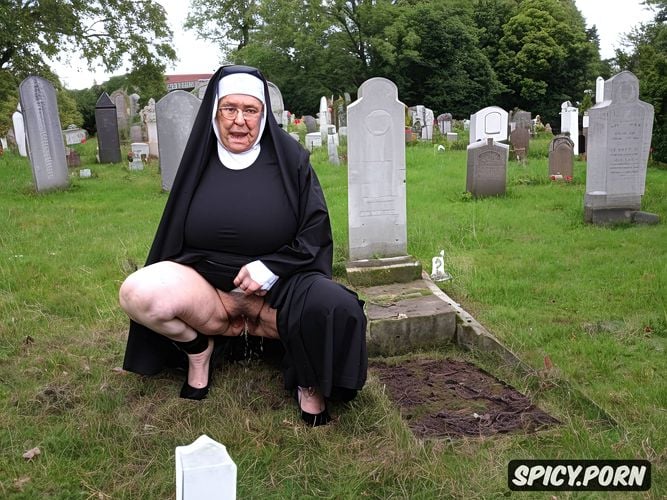 nun dressed, very old granny, spreading legs, spreading very hairy pussy