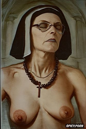 extremely old grandmother, ribs showing, crucifix in pussy, entire body