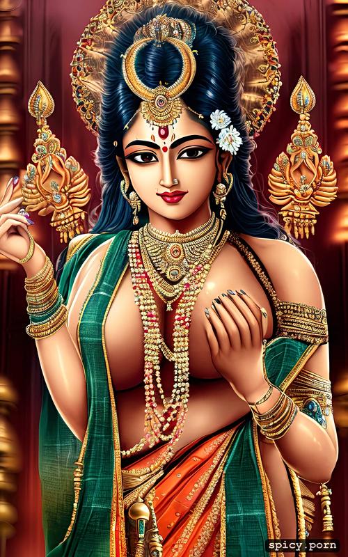 devi, real, hindu, big boobs, mythology, naked, hindu, crown on head