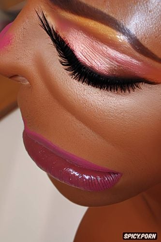 pink lipstick, orange tan, pov, glossy lips, shiny lips, face closeup