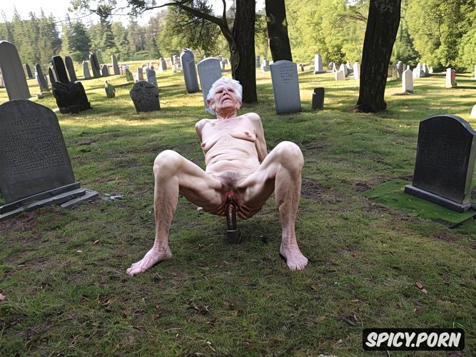 pale, grey hair, point of view, very thin, cemetery, scrawny