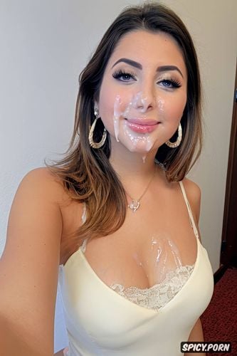 real amateur selfie of sexy italian teen girlfriend with cum on her face