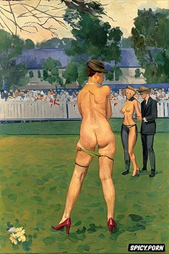 golf, light dappled, georges seurat, fat thighs, nude intimate tender modern post impressionist fauves erotic art