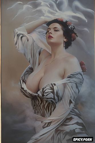 voluptuous body, russian realism painting, analog photography