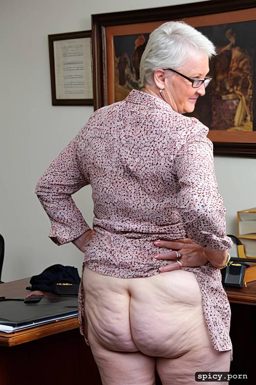 naked ass, bare big ass, pink blouse, thick, bottomless, wide hips