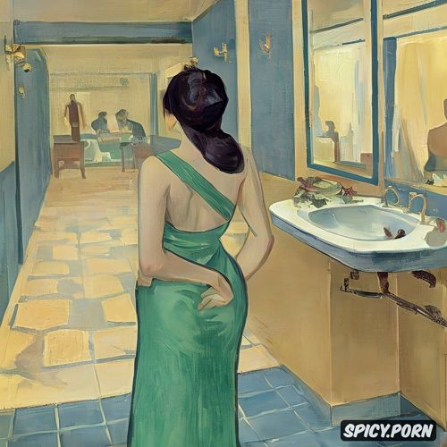 vincent van gogh, blushing woman with red lips and flushed cheeks in shady bathroom bathing intimate tender modern post impressionist fauves erotic art