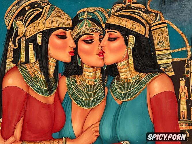 ancient egypt, lesbian couple kissing