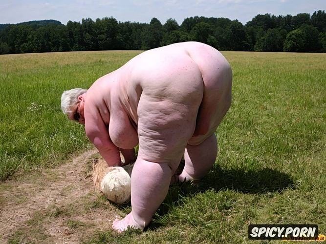 worlds largest most saggy breasts, very fat very cute nude amateur old wrinkly but pretty mature female cow from poland