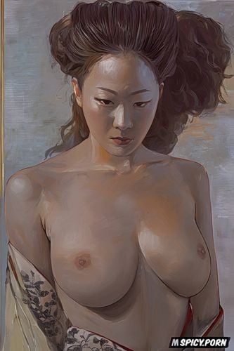 japanese woman nude, rembrandt painting, teen, ilya repin painting