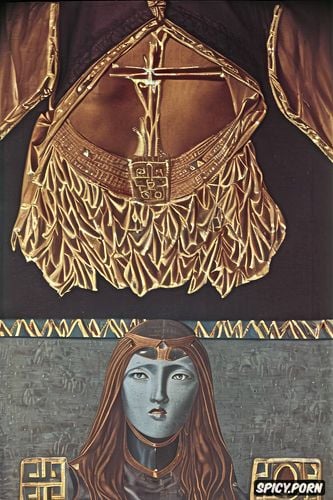 paolo uccello, princess demon, 6th century painting, flat art