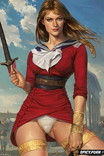 flat chest, knee high socks, sword, julia roberts, paul peter rubens oil painting