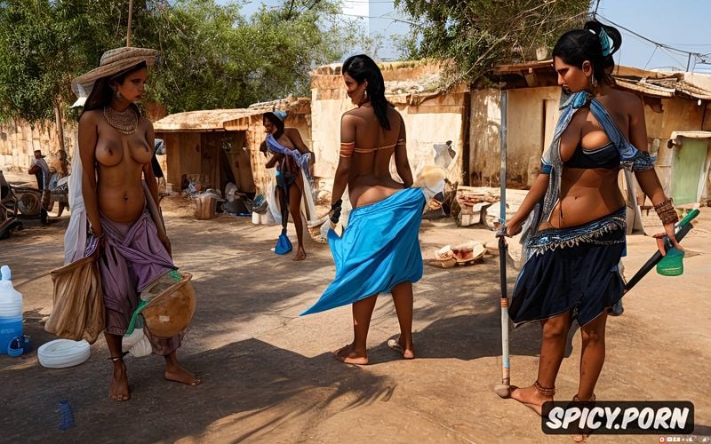 three real life 30 yo curvy gujarati villager panhandlers seducingly strip tease to open their asses cleaning the house