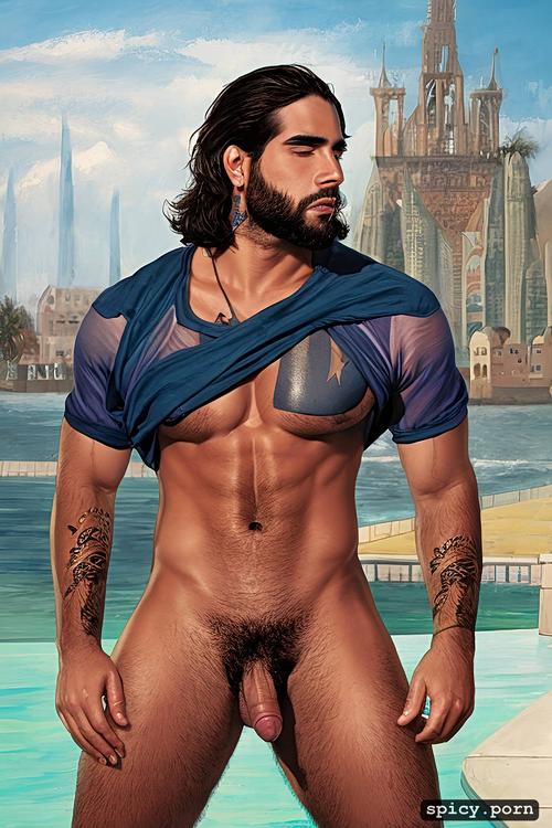 hombre arabe guapo barba tupida cuerpo super musculoso desnudo 6pack tatuajes tes morena pene super grande erecto dotado cuerpo perfecto musculoso