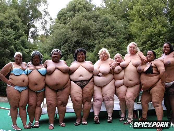 elderly african dark skinned grannies, up on the stage amateur harlots completely naked wives of different sizes short