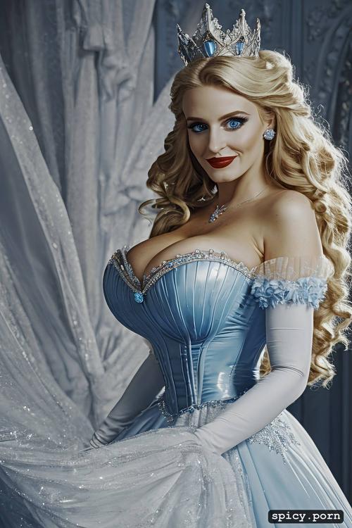 light red lipstick detailed eyes, majestic, full body, cinderella from cinderella