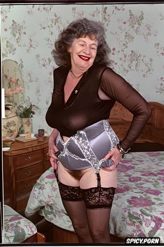 wide groin, jewelery, saggy, stockings, huge saggy tits, old irish granny