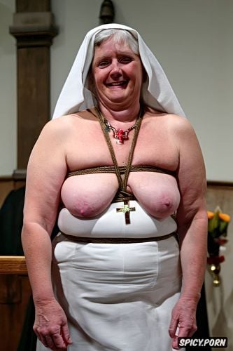 obese, looking in camera, gray pussy, big saggy tits, fat, church choir