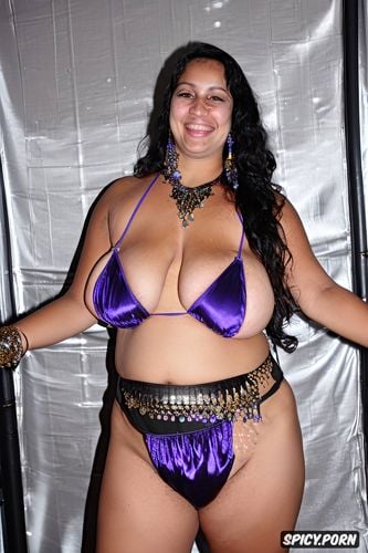 color photo, beautiful bellydancer at a dance festival, wide hips