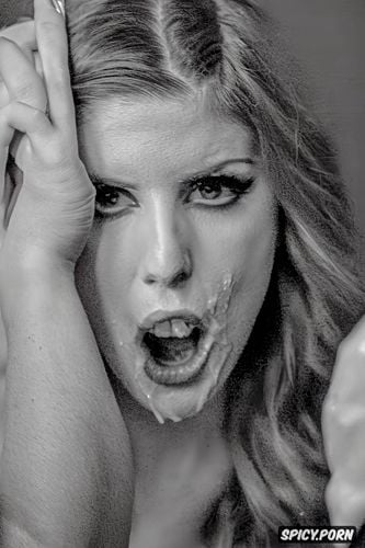 eyes wide in shock, anna kendrick, massive penis in her asshole
