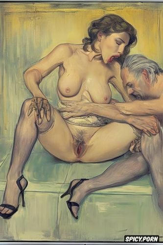 long grey hair, elderly woman, hospital bed, paul cézanne, anal gape