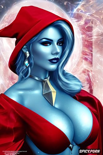 ashe overwatch fantasy sorceress flowing red robes topless tits out small perky natural tits beautiful face portrait masterpiece