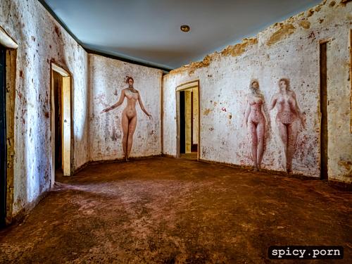 inside of a room where all the walls are made up of naked female bodies