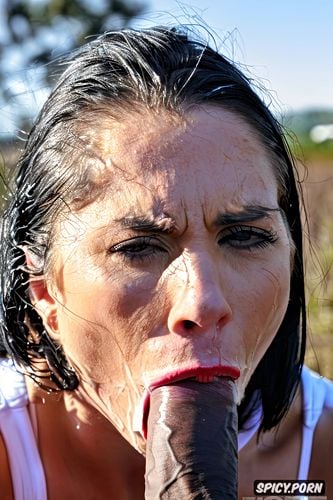 scared woman, wet face, warm colours0 7, 4k focus, gagging bbc