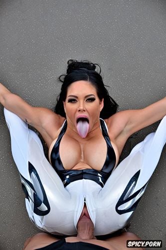 black hair, tiny tits, elegant, racecar pit, full forced deepthroat penis deep in the mouth