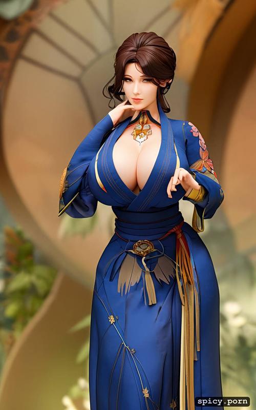 vibrant, 3d style, masterpiece, realistic anime, cleavage boob