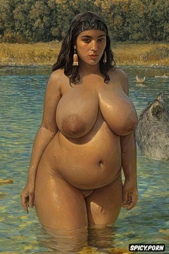 giant wolf, fat hips, fat belly, navaho, pierre bonnard, native american woman