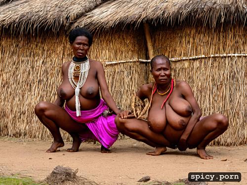 nude pregnant milf with huge boobs and erect nipples, mursi tribe