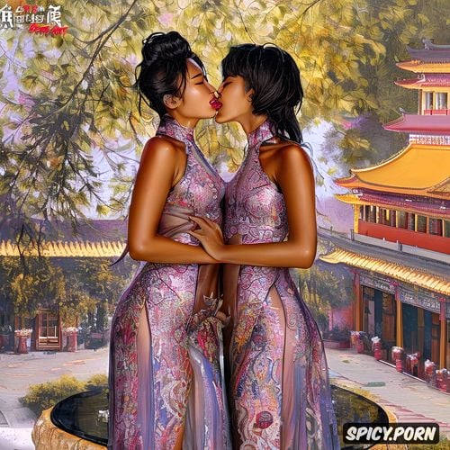 beijing, lesbian couple kissing, sidele