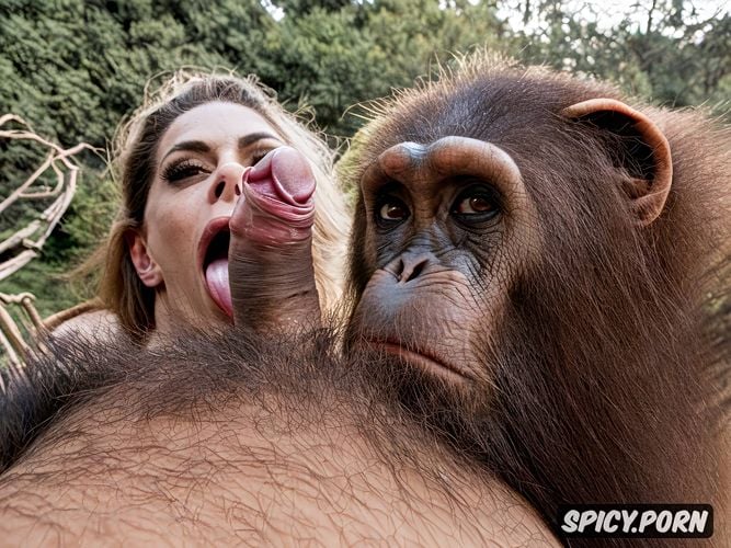 ape, monkey, full body camera photo, at the zoo, chimpanzees