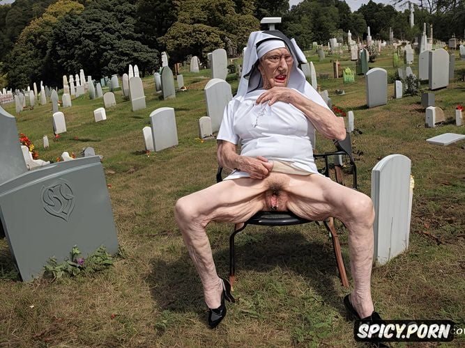 very old granny, zombie, ninety, cemetery, vaginal gape, very thin