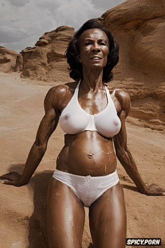 outward facing breasts1 3, ugly face, oiled body, fit body, errect hard nipples1 2