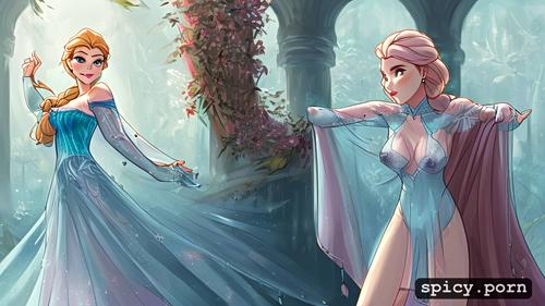small tits with pink perky nipples, artstation, disney frozen