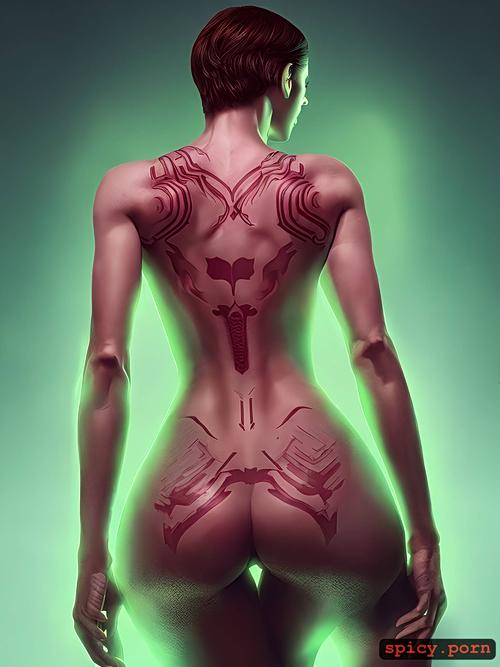 highres, backlighting, tattoo, femme fatal, pretty naked, ultra detailed