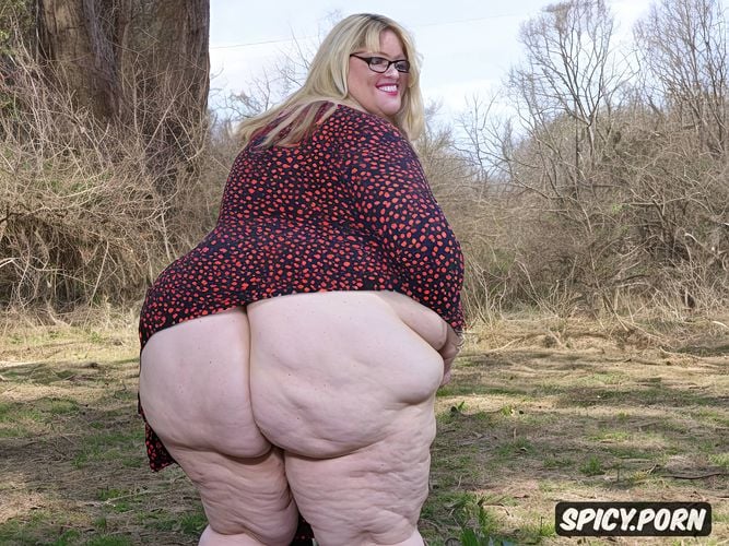 thick thighs, massive saggy boobs, wide hips, big ass, blonde