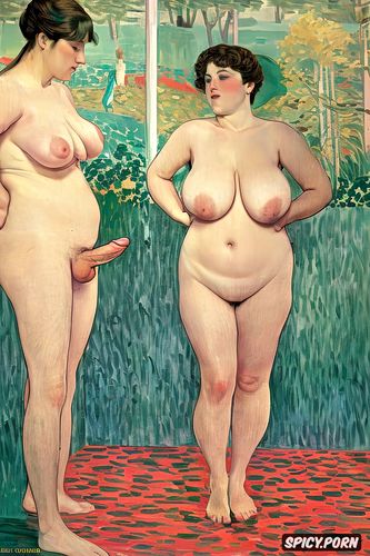 fat thighs, félix vallotton, mature woman, very long neck, paul cézanne