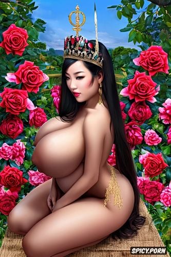 seductive, crown, roses bushes, japan, extremely beautiful face