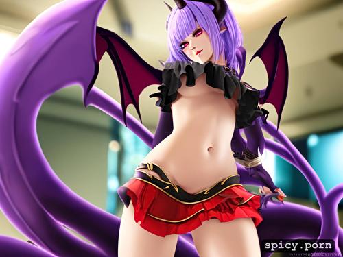 perfect cute tiny female succubus, black draconic wings, white ethnicity